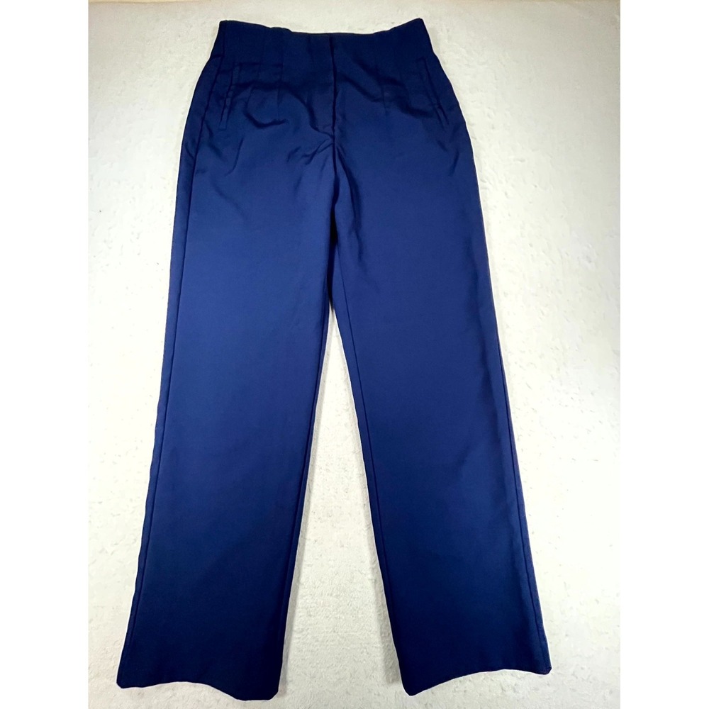 Lulus Dress Pants Womens L Navy Blue Stretch Pleated High Rise Career Business